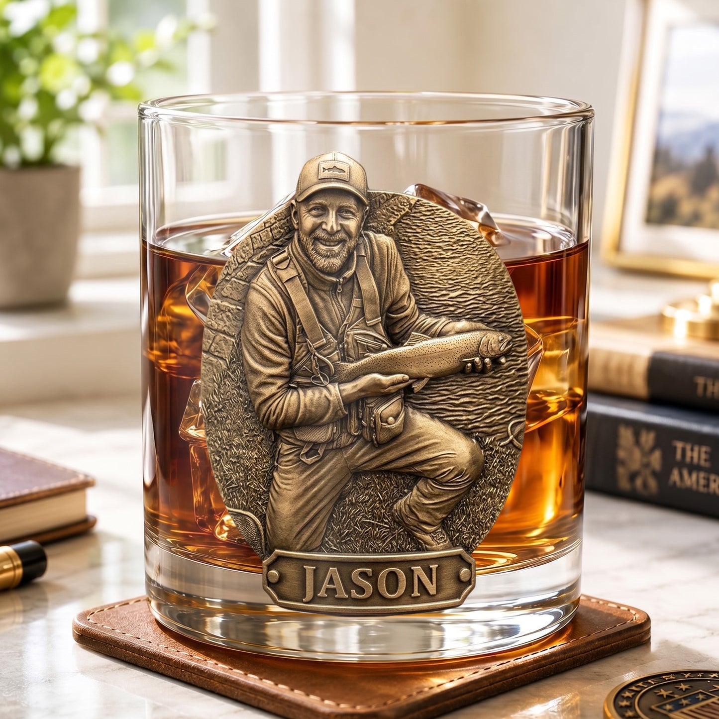 Personalized Fishing Whiskey Glass - Custom Photo Angler Gift