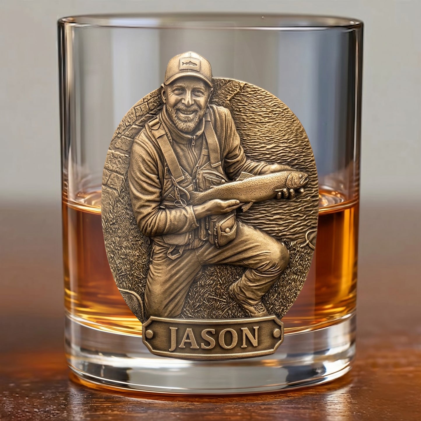 Personalized Fishing Whiskey Glass - Custom Photo Angler Gift