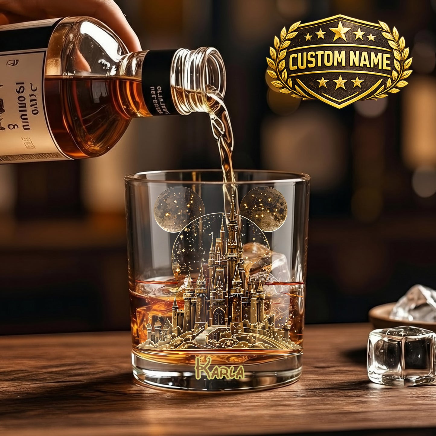 Personalized Castle Whiskey Glass - Custom Magical Theme Park Gift