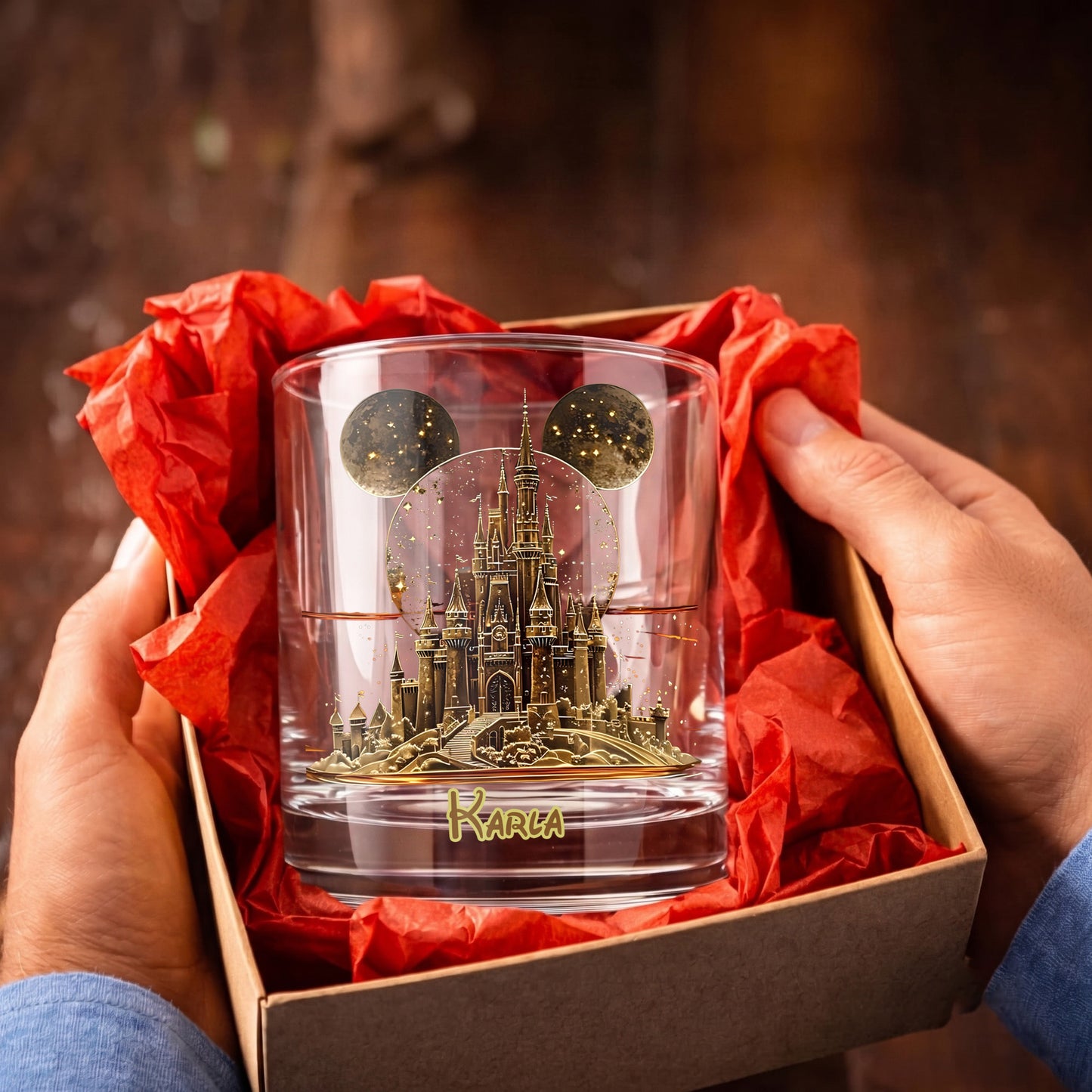 Personalized Castle Whiskey Glass - Custom Magical Theme Park Gift