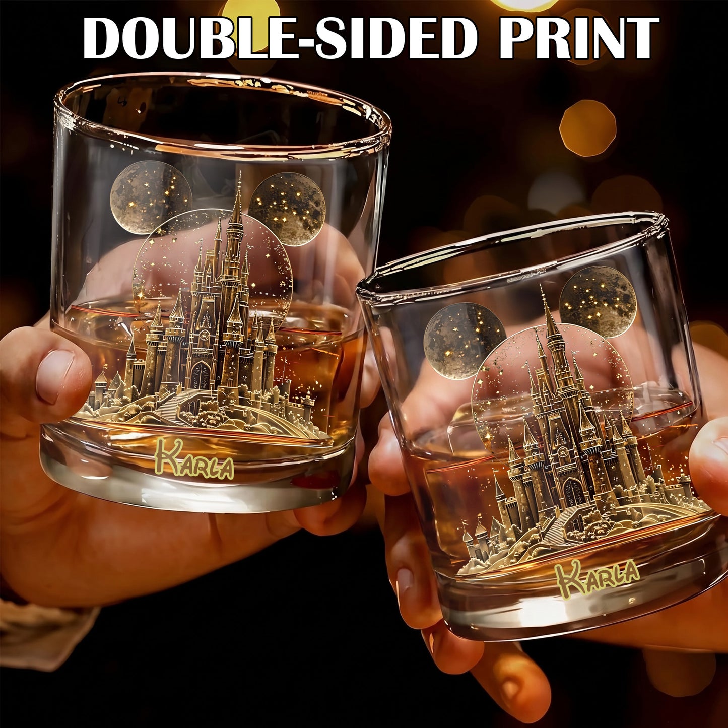 Personalized Castle Whiskey Glass - Custom Magical Theme Park Gift
