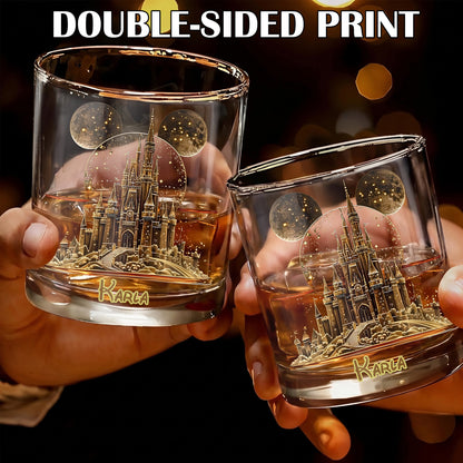 Personalized Castle Whiskey Glass - Custom Magical Theme Park Gift