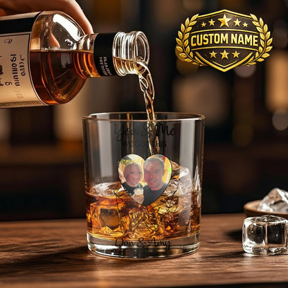 Personalized Couple Whiskey Glass - Custom Photo & Names Gift