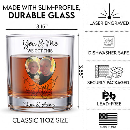 Personalized Couple Whiskey Glass - Custom Photo & Names Gift