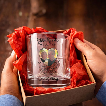 Personalized Couple Whiskey Glass - Custom Photo & Names Gift