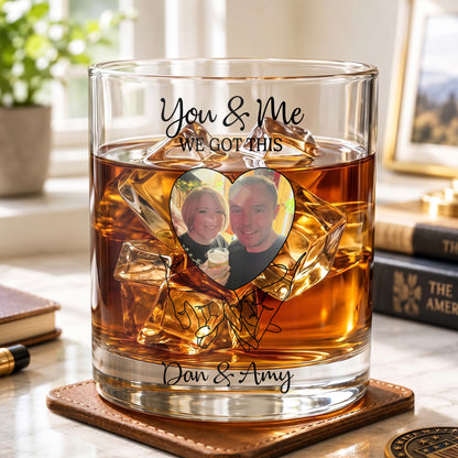 Personalized Couple Whiskey Glass - Custom Photo & Names Gift