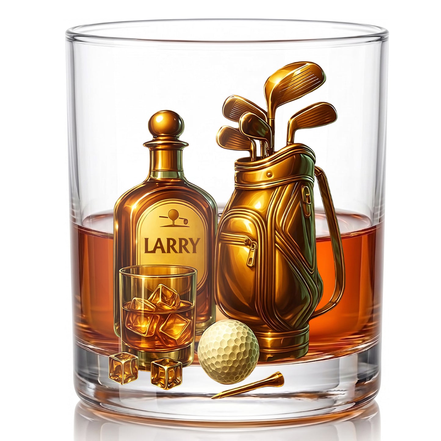 Personalized Golf Whiskey Glass - Custom Golf Bag & Clubs Gift