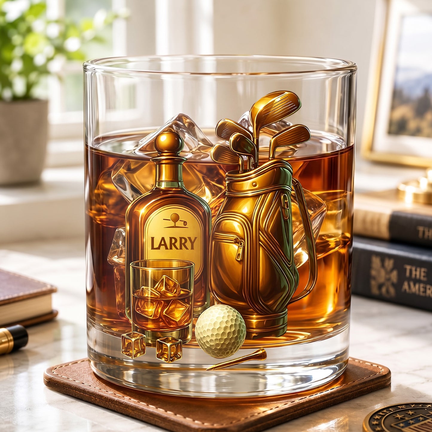Personalized Golf Whiskey Glass - Custom Golf Bag & Clubs Gift