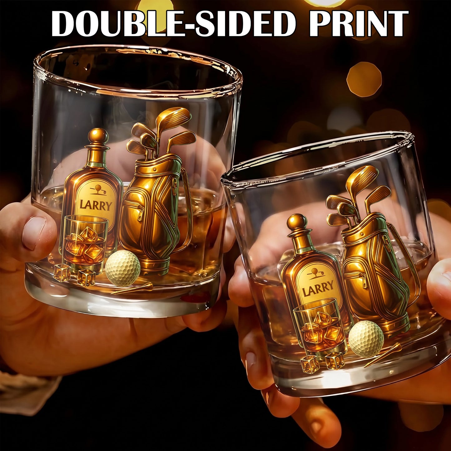 Personalized Golf Whiskey Glass - Custom Golf Bag & Clubs Gift