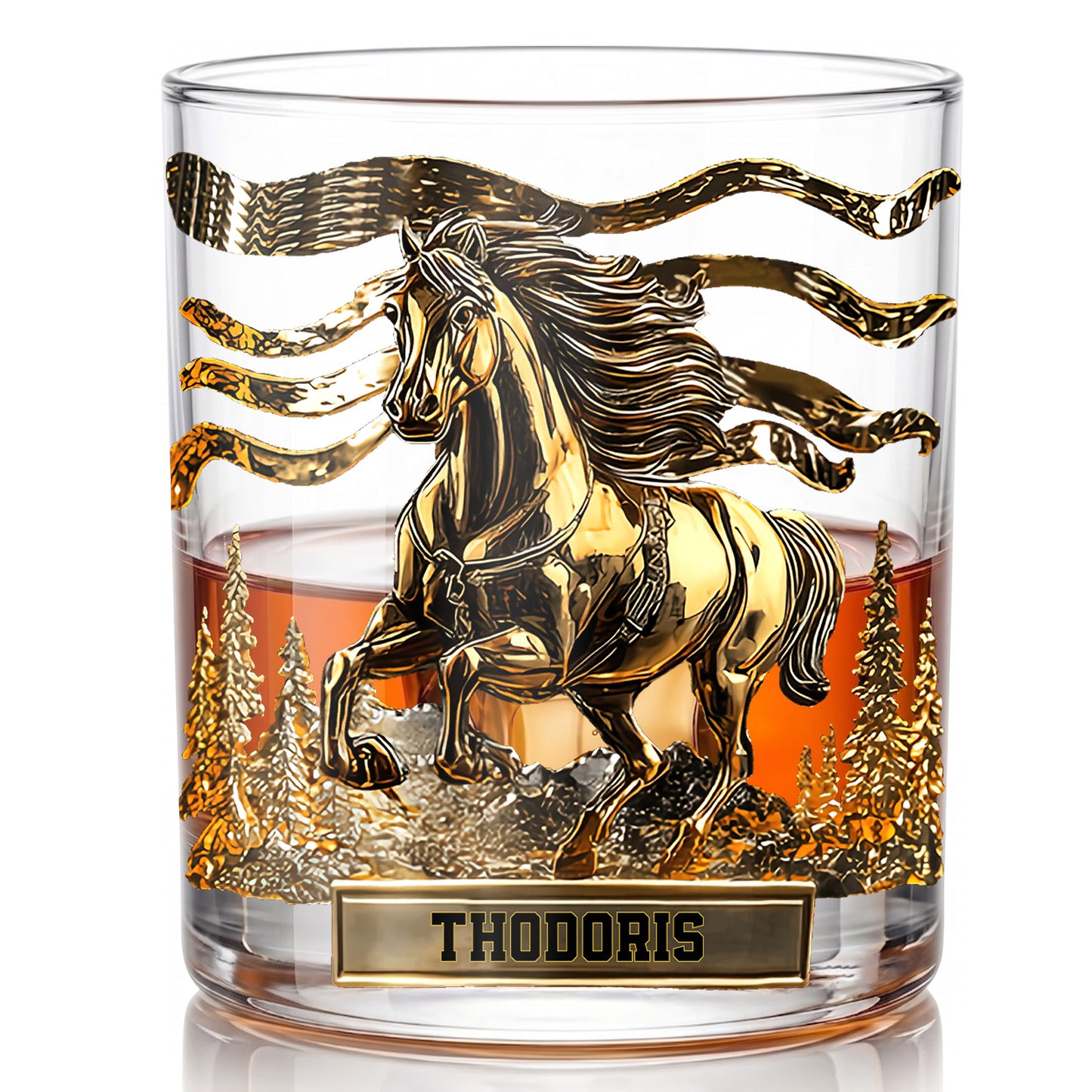 Personalized Horse Whiskey Glass - Custom Galloping Stallion Gift