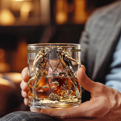 Personalized Scuba Diving Whiskey Glass - Custom Couple Gift