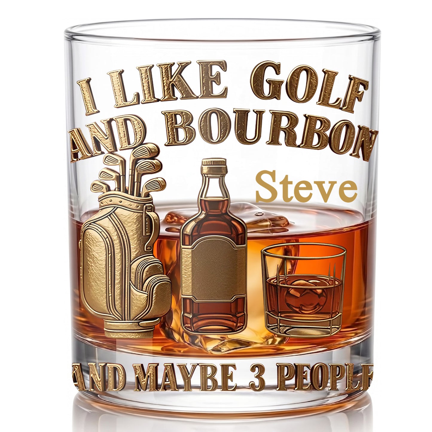 Personalized Golf & Bourbon Whiskey Glass - Custom Sports Lover Gift