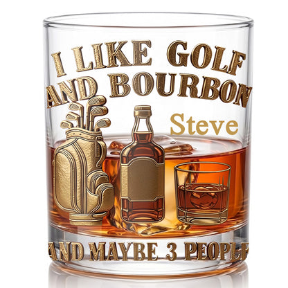 Personalized Golf & Bourbon Whiskey Glass - Custom Sports Lover Gift