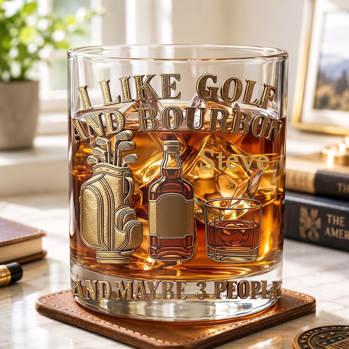 Personalized Golf & Bourbon Whiskey Glass - Custom Sports Lover Gift