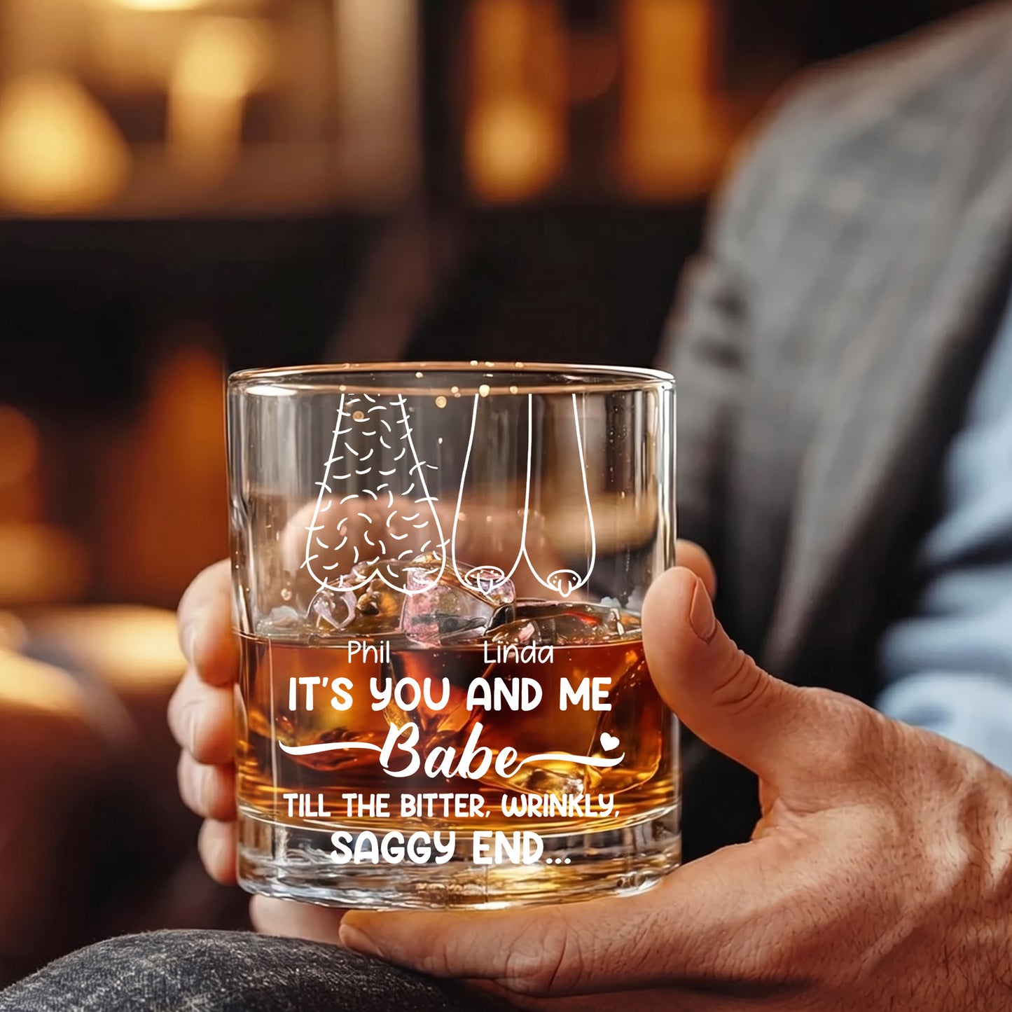 Personalized Couple Whiskey Glass - Custom Romantic Gag Gift