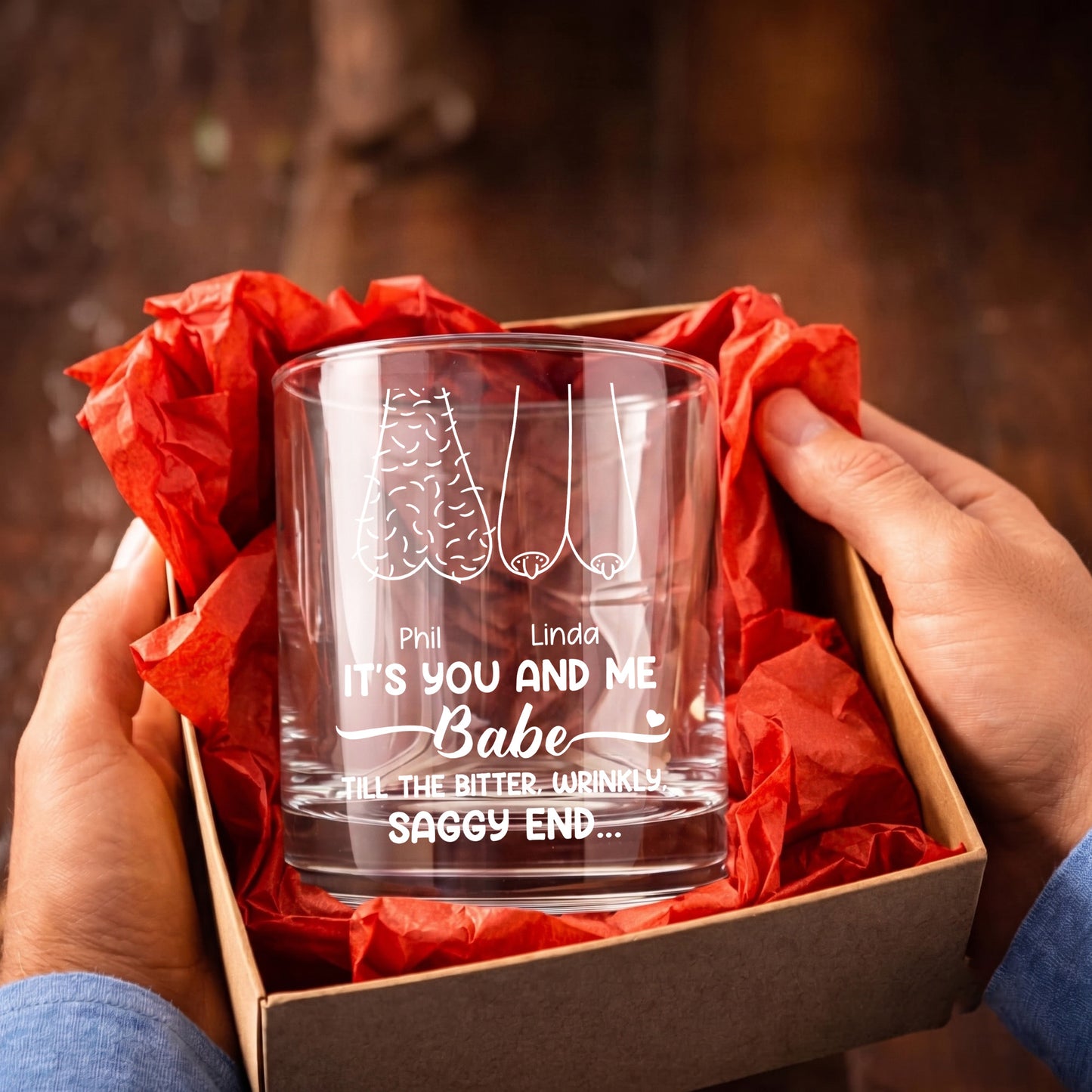 Personalized Couple Whiskey Glass - Custom Romantic Gag Gift