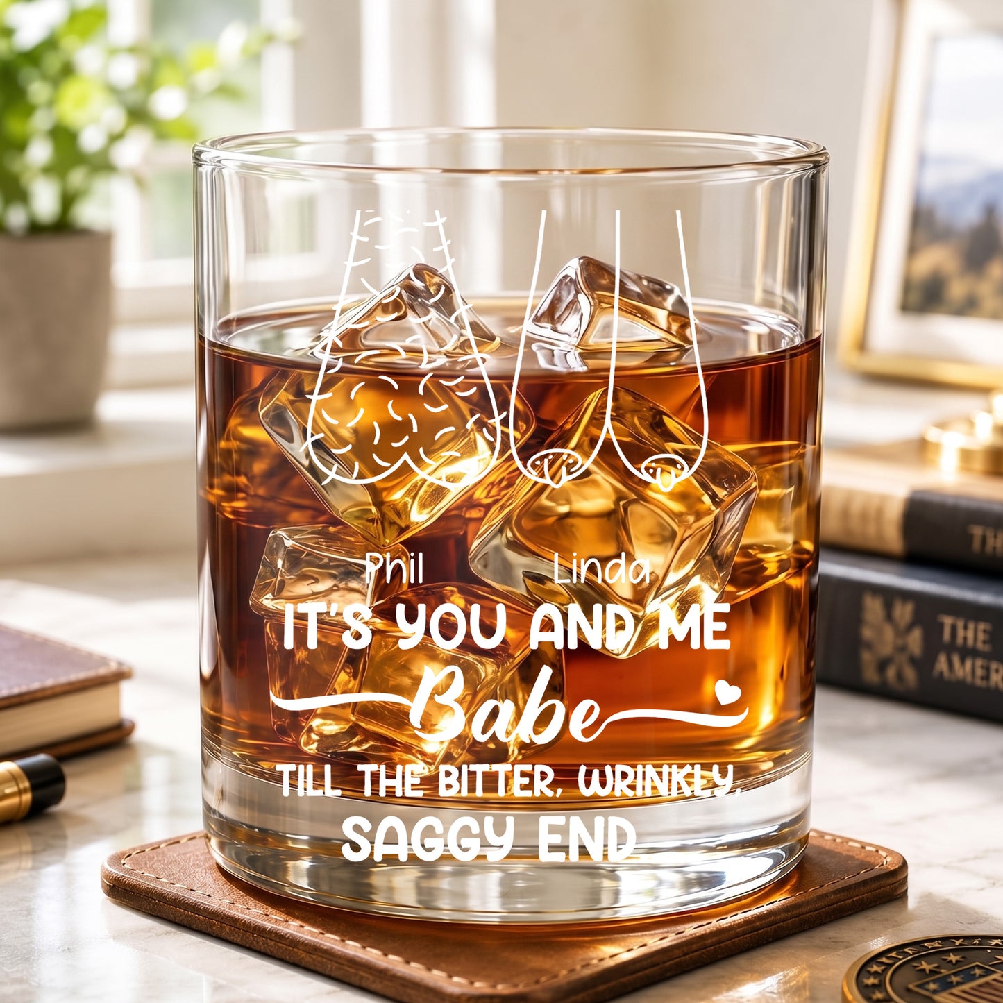 Personalized Couple Whiskey Glass - Custom Romantic Gag Gift
