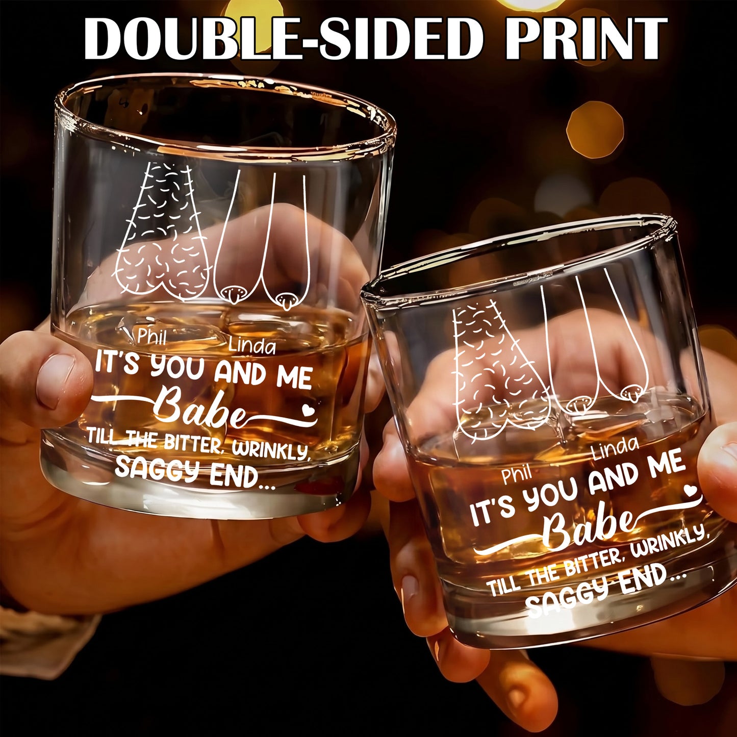 Personalized Couple Whiskey Glass - Custom Romantic Gag Gift