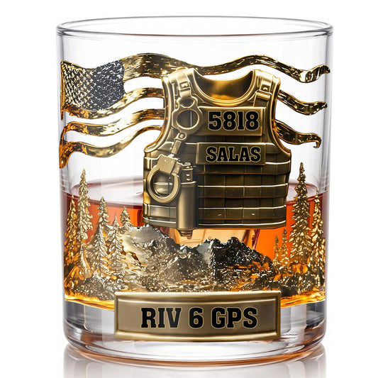 Personalized Police Whiskey Glass - Custom Law Enforcement Gift