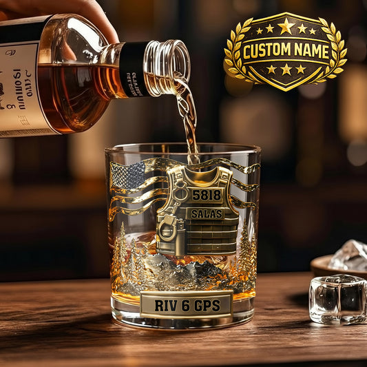 Personalized Police Whiskey Glass - Custom Law Enforcement Gift