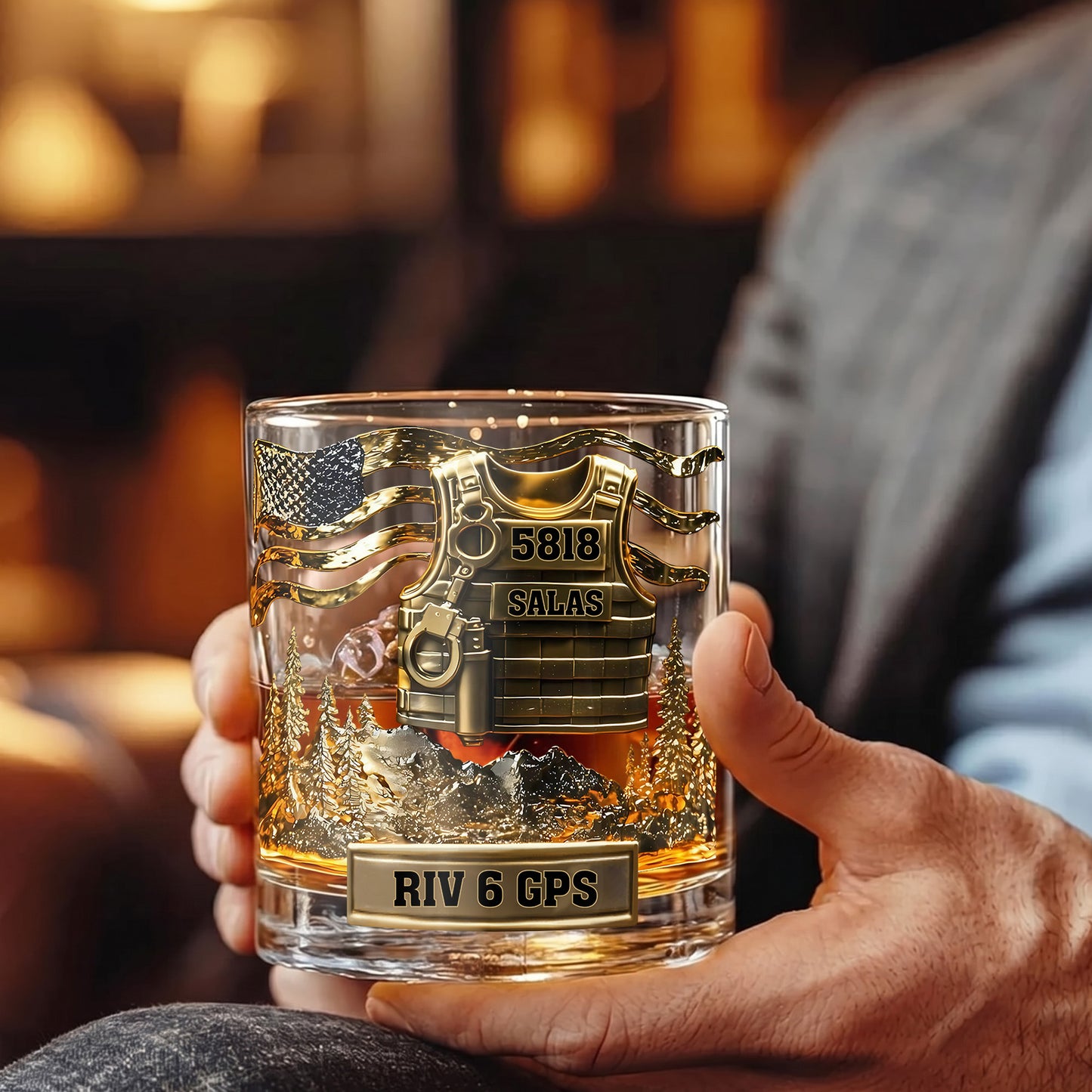 Personalized Police Whiskey Glass - Custom Law Enforcement Gift