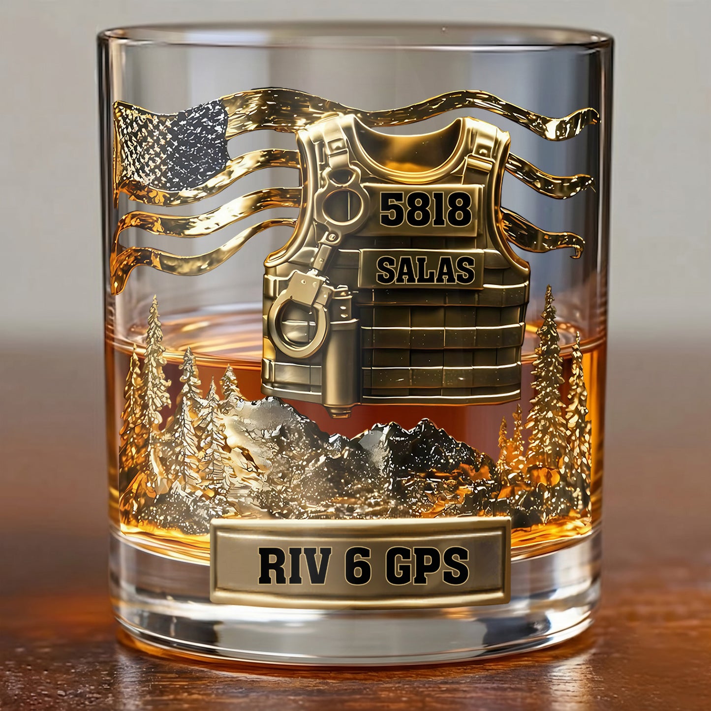 Personalized Police Whiskey Glass - Custom Law Enforcement Gift