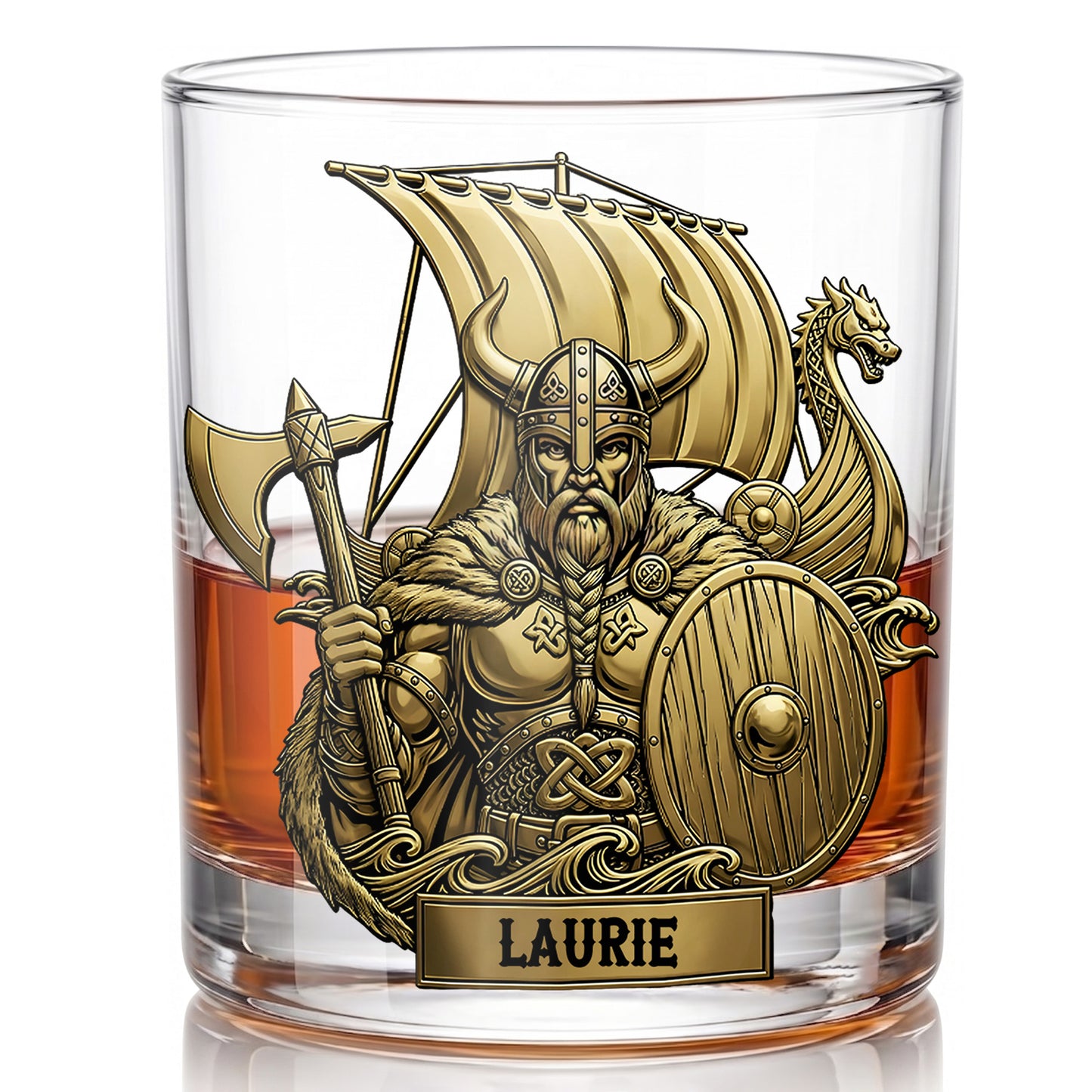 Personalized Viking Whiskey Glass - Custom Norse Warrior Gift