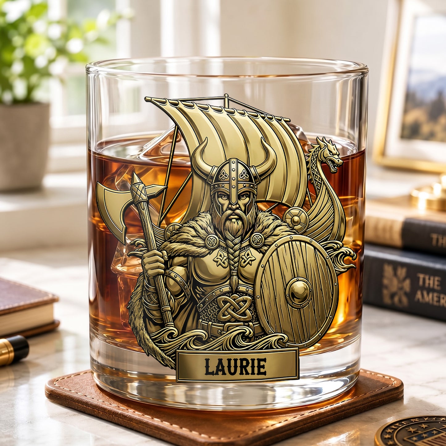Personalized Viking Whiskey Glass - Custom Norse Warrior Gift