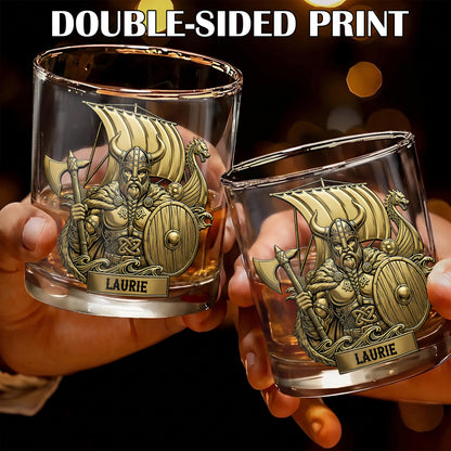 Personalized Viking Whiskey Glass - Custom Norse Warrior Gift