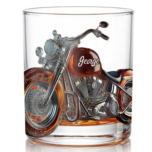 Personalized Motorcycle Whiskey Glass - Custom Cruiser Bike Gift