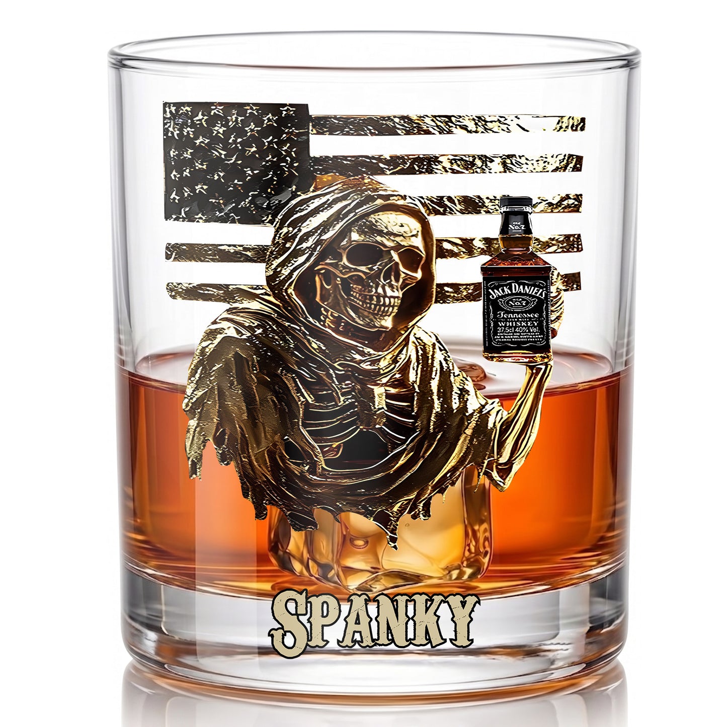 Personalized Grim Reaper Whiskey Glass - Custom Gothic Gift