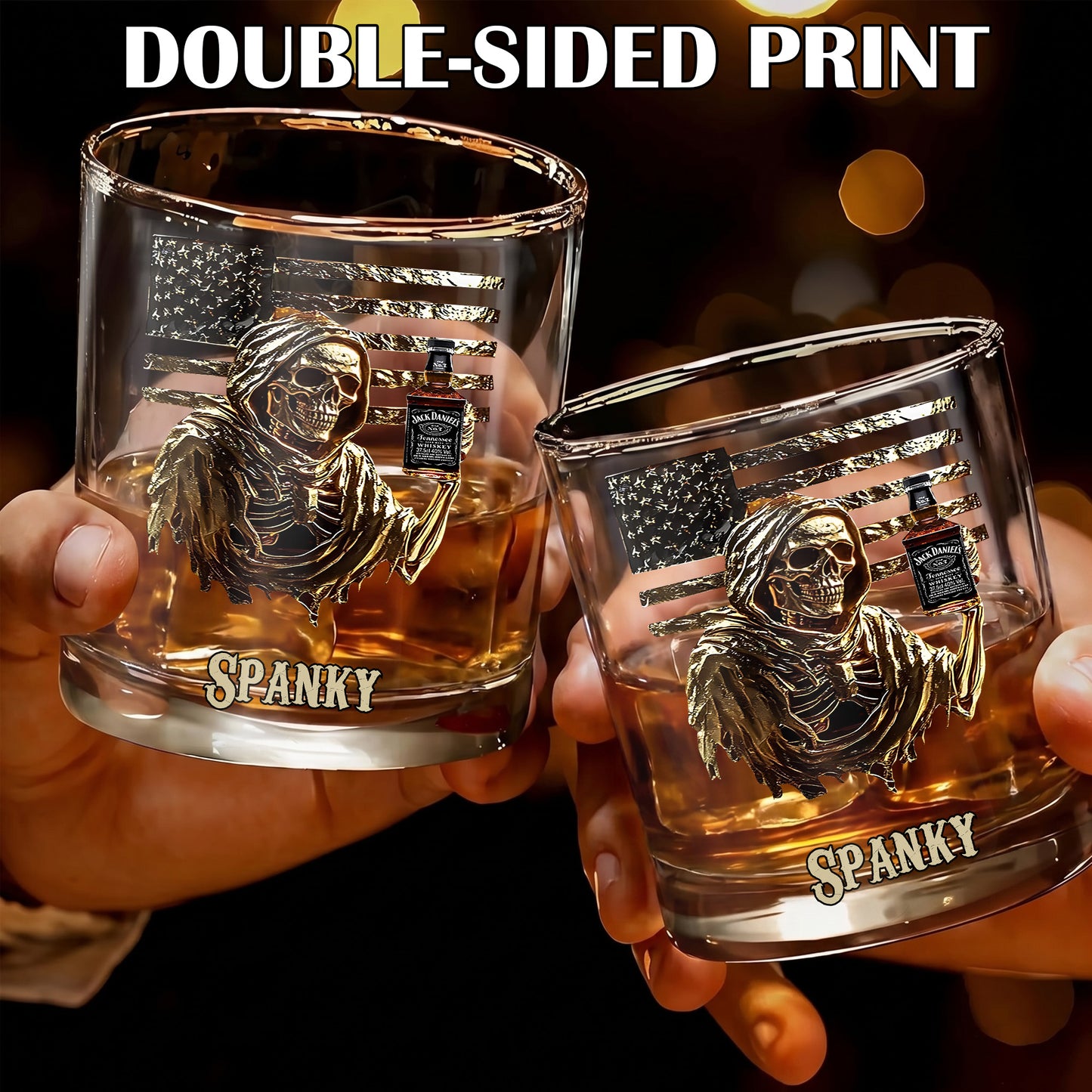 Personalized Grim Reaper Whiskey Glass - Custom Gothic Gift
