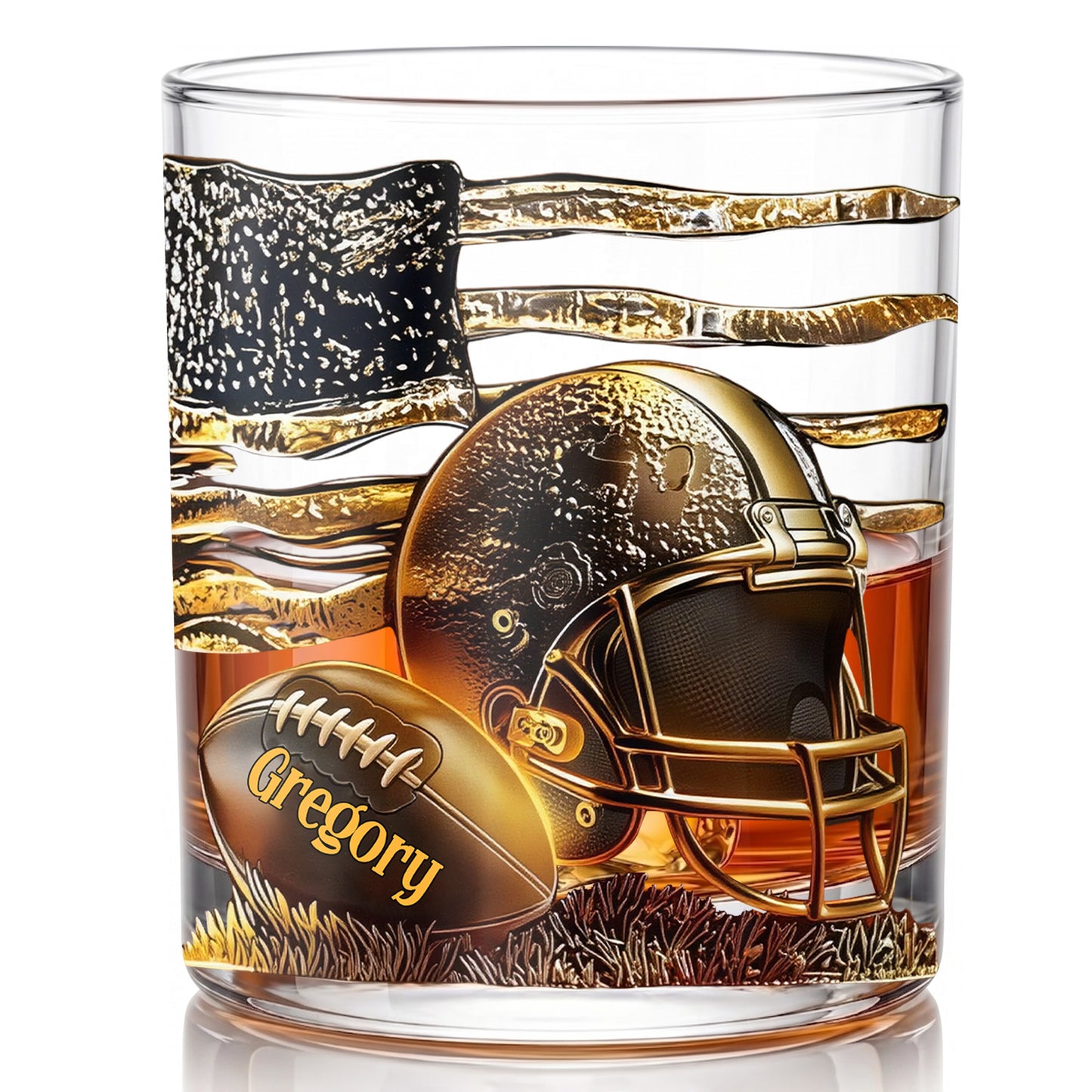 Personalized Football Whiskey Glass - Custom Sports Fan Barware Gift