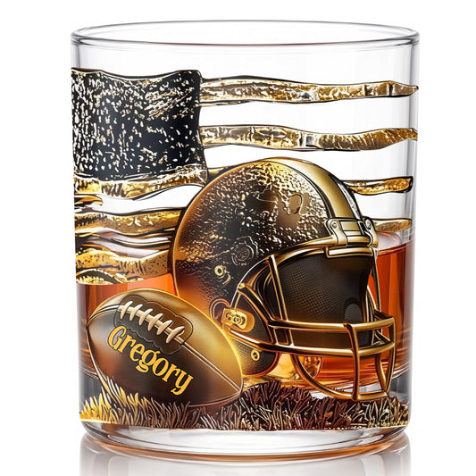 Personalized Football Whiskey Glass - Custom Sports Fan Barware Gift