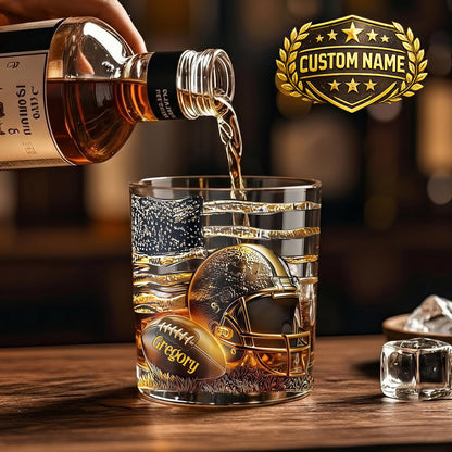 Personalized Football Whiskey Glass - Custom Sports Fan Barware Gift
