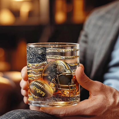 Personalized Football Whiskey Glass - Custom Sports Fan Barware Gift