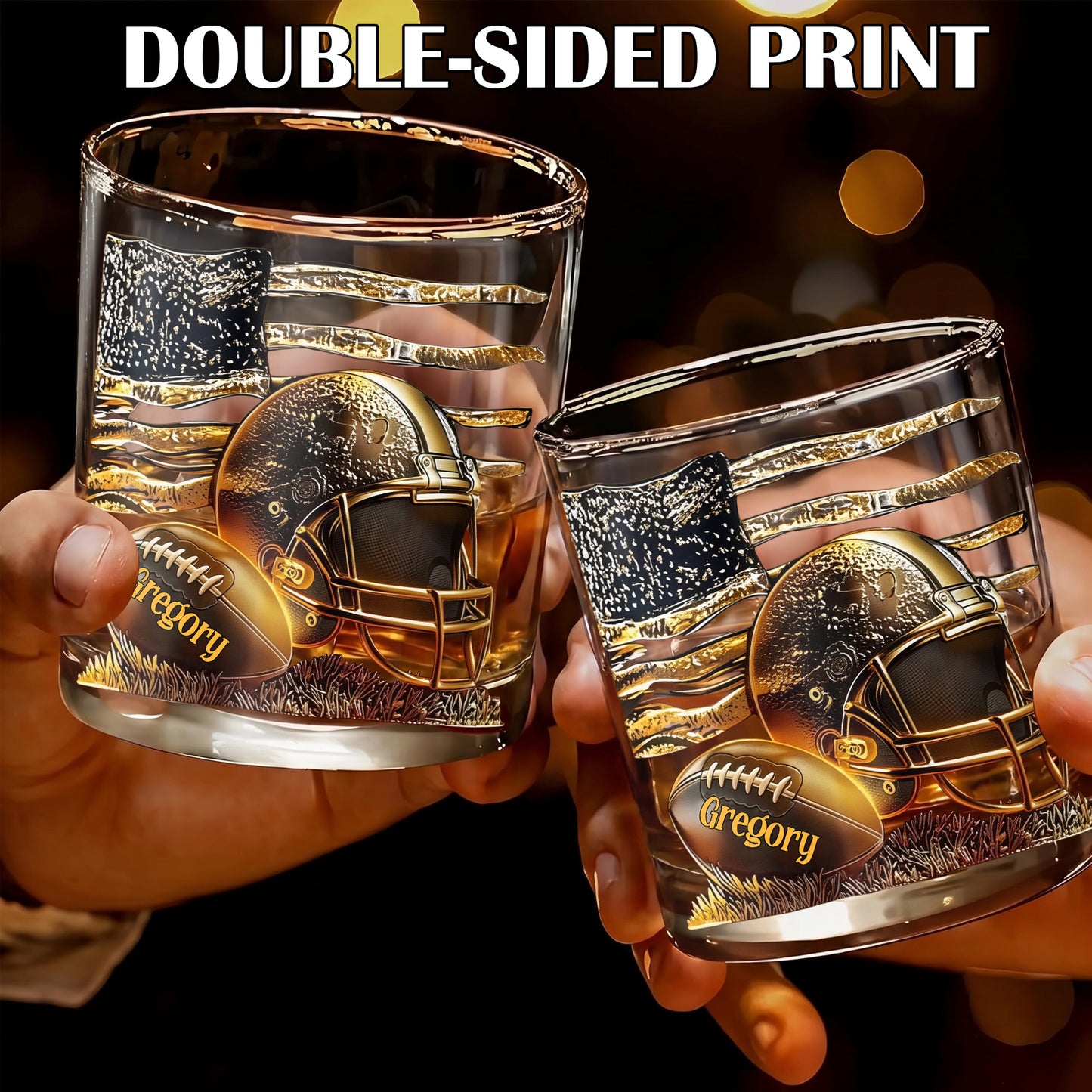 Personalized Football Whiskey Glass - Custom Sports Fan Barware Gift