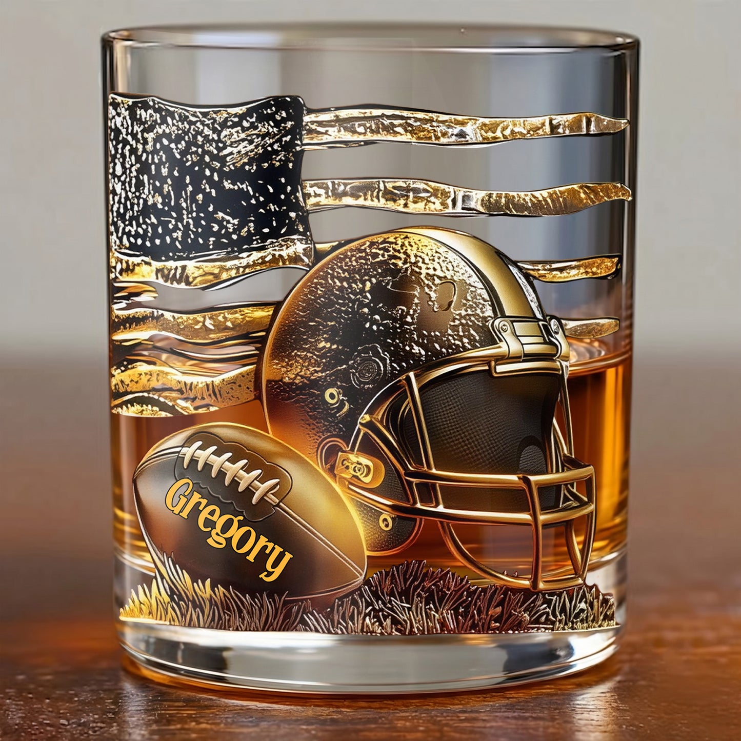 Personalized Football Whiskey Glass - Custom Sports Fan Barware Gift