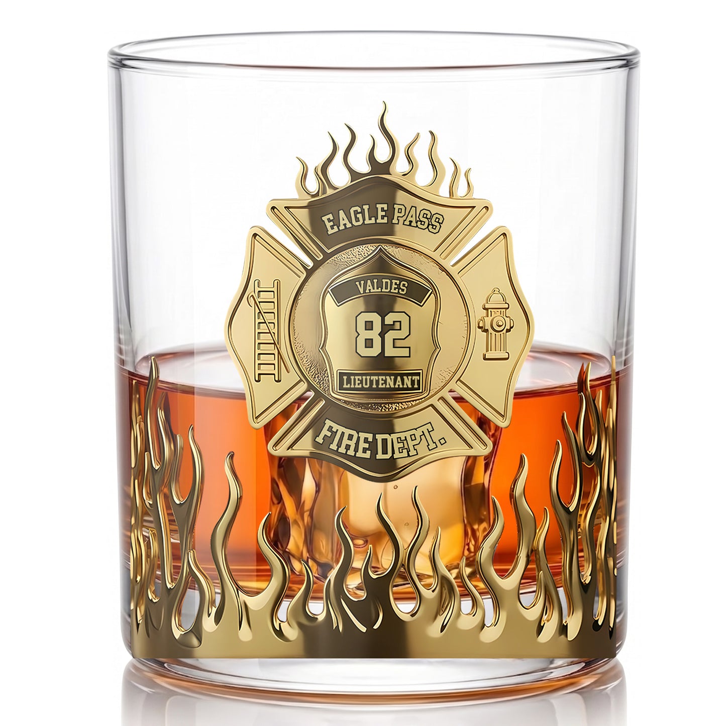 Personalized Firefighter Whiskey Glass - Custom Fire Dept Gift