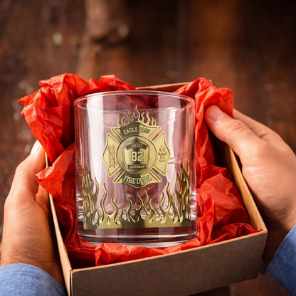 Personalized Firefighter Whiskey Glass - Custom Fire Dept Gift