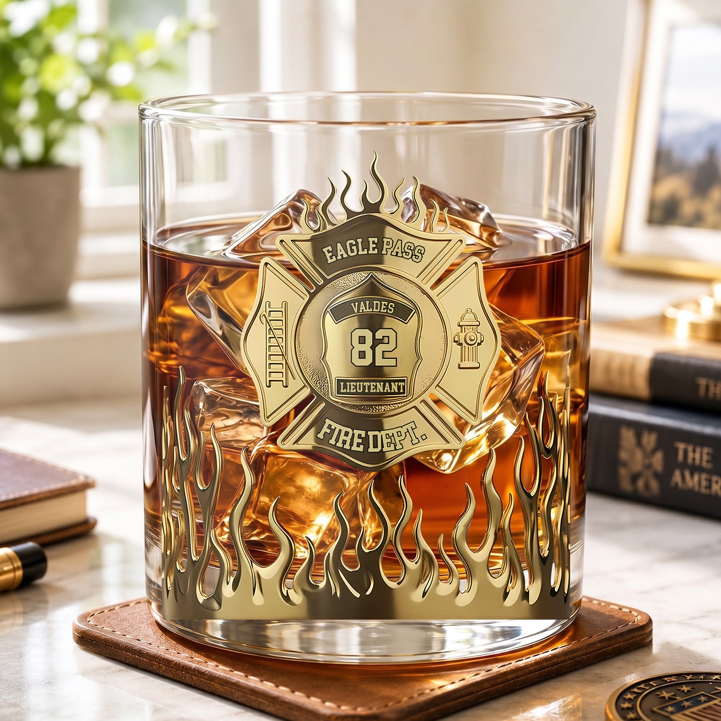 Personalized Firefighter Whiskey Glass - Custom Fire Dept Gift