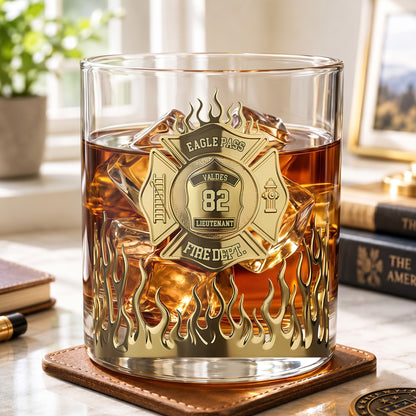 Personalized Firefighter Whiskey Glass - Custom Fire Dept Gift
