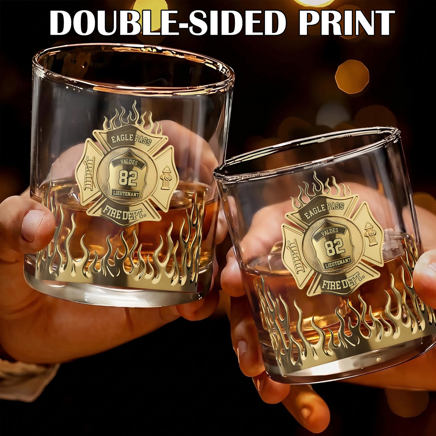Personalized Firefighter Whiskey Glass - Custom Fire Dept Gift