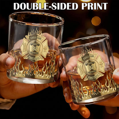 Personalized Firefighter Whiskey Glass - Custom Fire Dept Gift