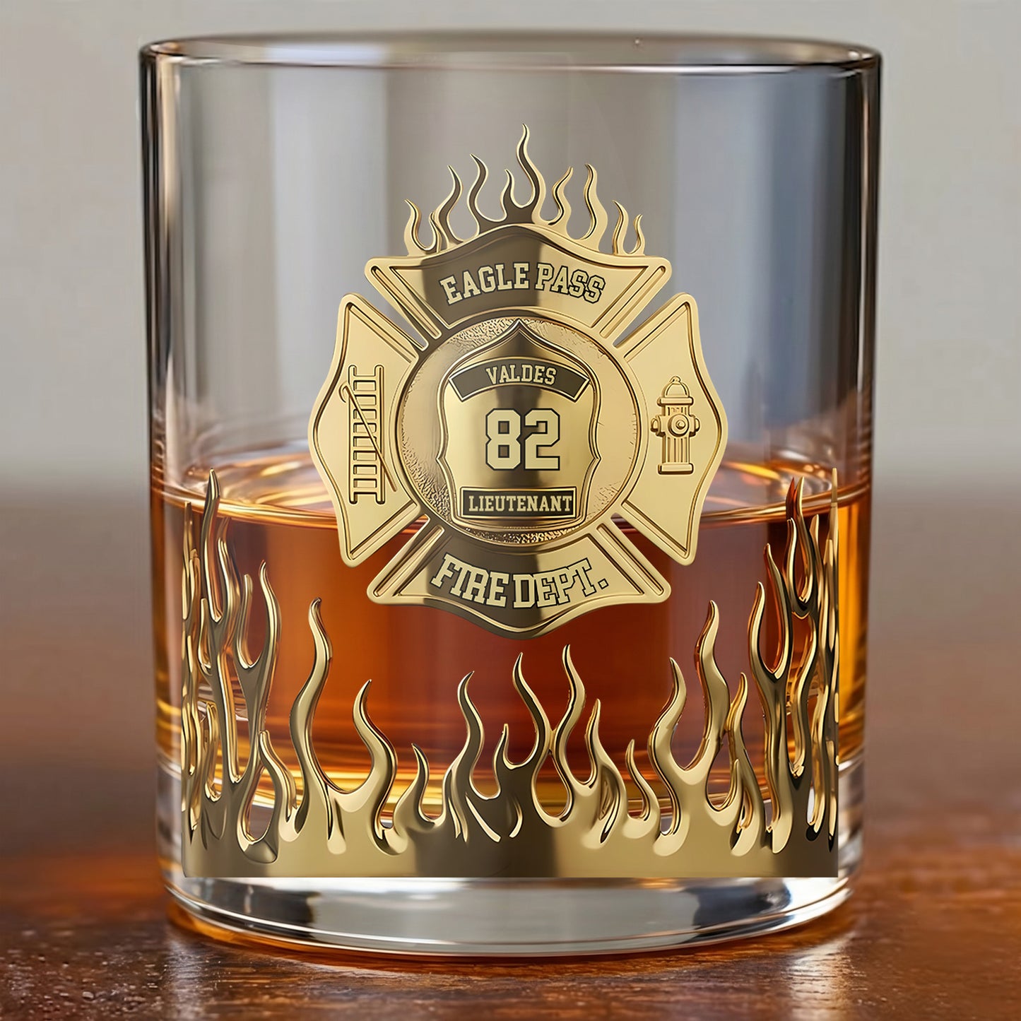 Personalized Firefighter Whiskey Glass - Custom Fire Dept Gift