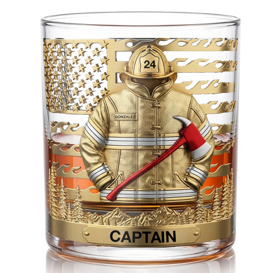Personalized Firefighter Whiskey Glass - Custom Fire Dept Gift