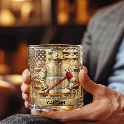 Personalized Firefighter Whiskey Glass - Custom Fire Dept Gift