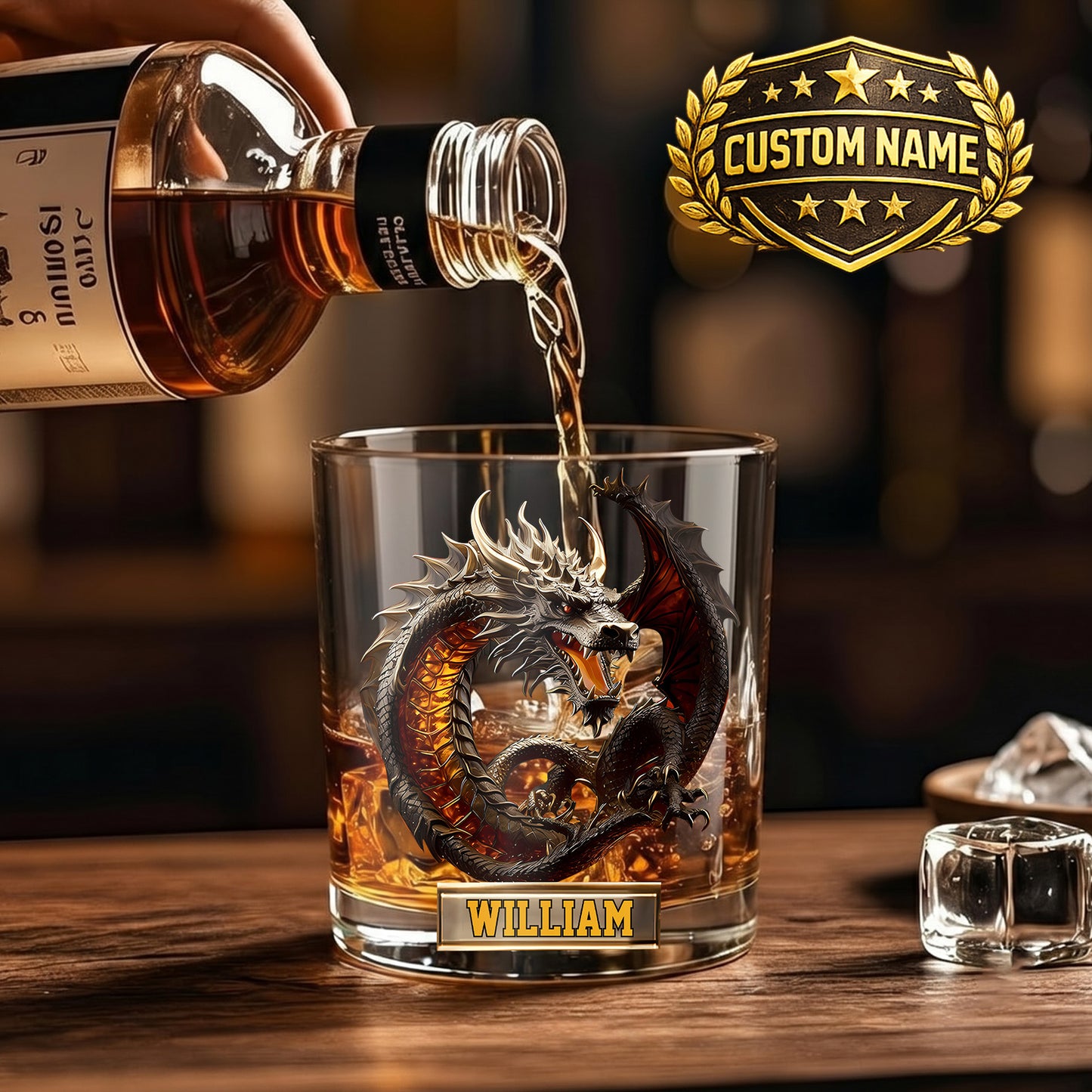 Personalized Dragon Whiskey Glass - Custom Mythical Beast Gift