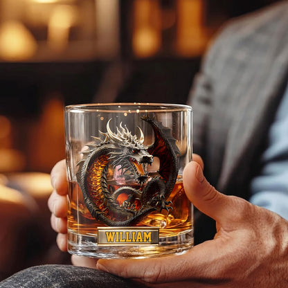 Personalized Dragon Whiskey Glass - Custom Mythical Beast Gift