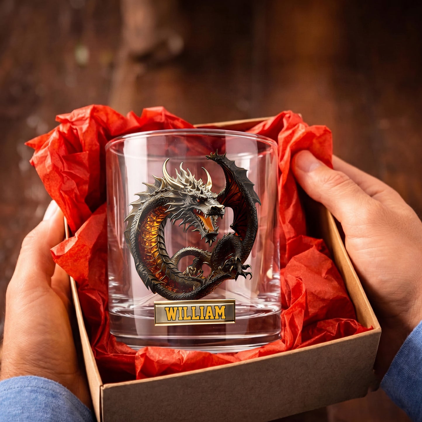 Personalized Dragon Whiskey Glass - Custom Mythical Beast Gift